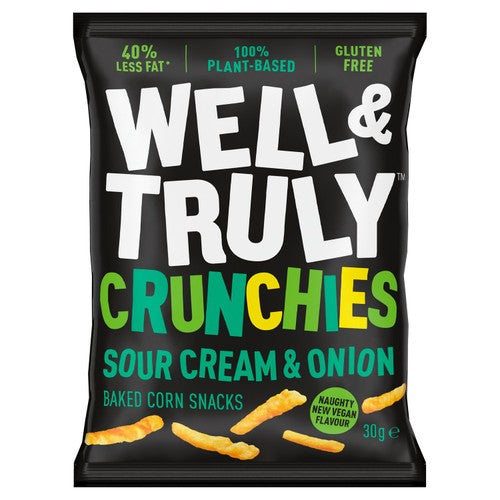 Well&Truly Sour Cream & Onion Crunchies 30g (Pack of 6)