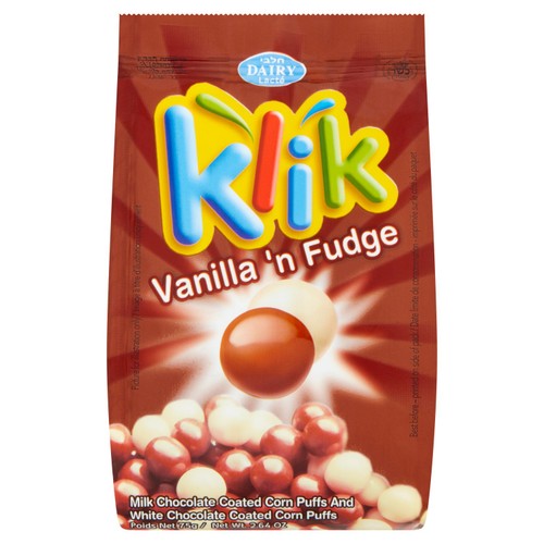 Klik Chocolate Coated Crunchy Bites - Vanilla n' Fudge 75g (Pack of 3)
