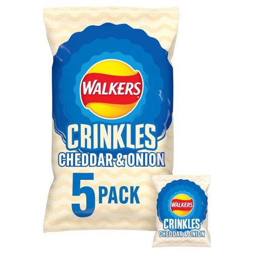 Walkers Crinkles Cheddar Cheese & Onion Multipack Crisps 5x23g (Pack of 3)