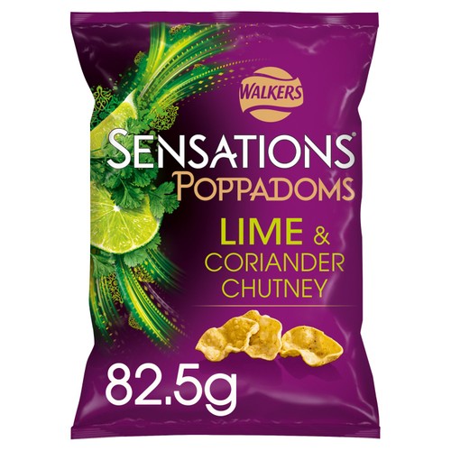 Sensations Lime & Coriander Chutney Sharing Bag Poppadoms 82.5g (Pack of 6)