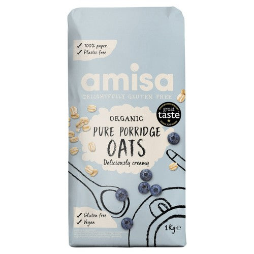 Amisa Pure Porridge Oats Gluten Free Organic 1kg (Pack of 3)