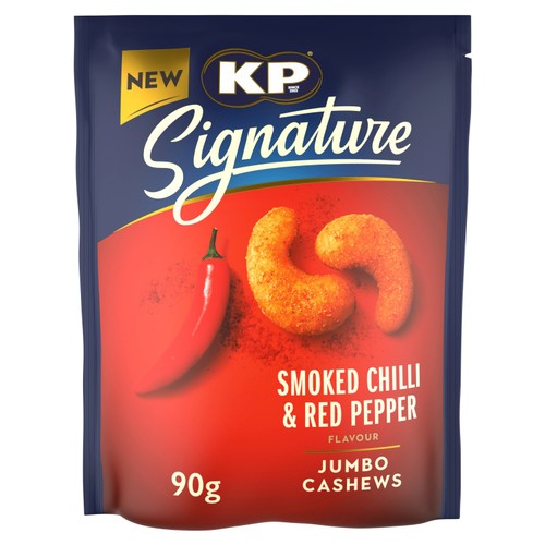 KP Signature Smoked Chilli and Red Pepper Cashew Nuts 90g (Pack of 3)