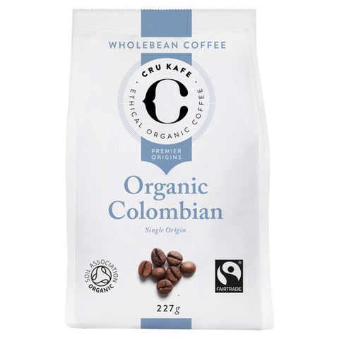 CRU Kafe Organic Fairtrade Colombian Coffee Beans 227g (Pack of 2)