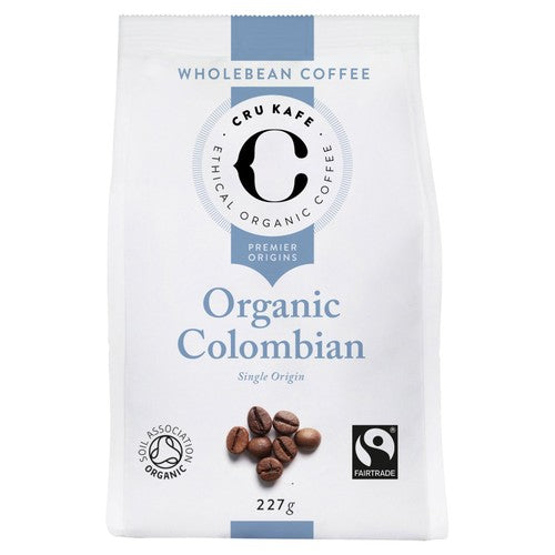 CRU Kafe Organic Fairtrade Colombian Coffee Beans 227g (Pack of 2)
