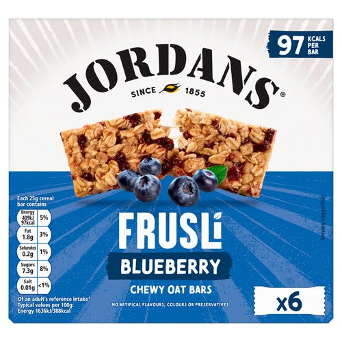 Jordans Frusli Juicy Blueberries Cereal Bars 6 x 25g (Pack of 3)