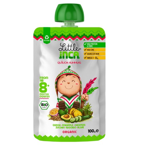 Little Inca Quinoa Hummus Baby Food Pouch 8 months+ 100g (Pack of 2)