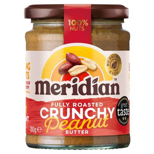 Meridian No Added Salt Crunchy Peanut Butter 280g (Pack of 2)