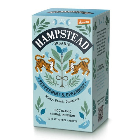 Peppermint Spearmint Tea Bags Organic Hampstead Tea 20's (Pack 3)