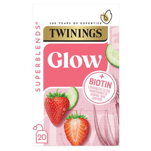 Twinings Superblends Glow with Strawberry, Cucumber & Green Tea 20's (Pack of 3)