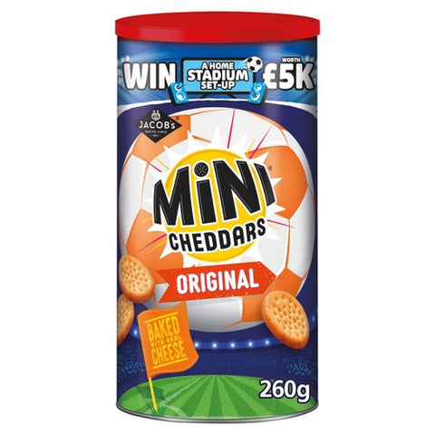 Jacob's Mini Cheddars Original Cheese Baked Snacks Tub 260g (Pack of 3)