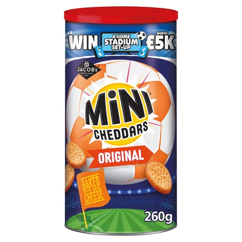 Jacob's Mini Cheddars Original Cheese Baked Snacks Tub 260g (Pack of 3)