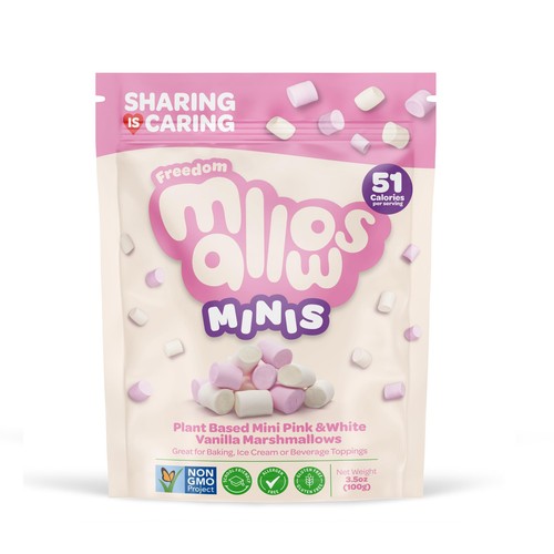 Freedom Mallows Mini Pink White Vanilla Marshmallow bites 100g (Pack 6)