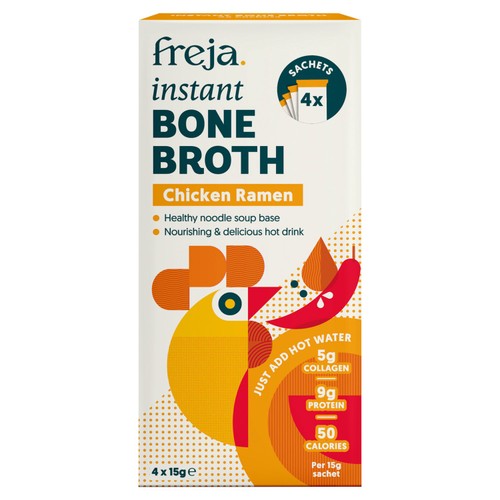 Freja Chicken Ramen Instant Bone Broth 4 x 15g (Pack of 2)