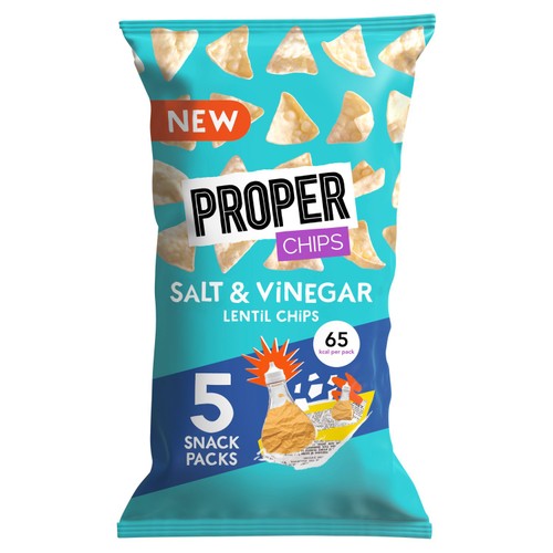 Properchips Salt & Vinegar Lentil Chips 5 x 14g (Pack of 6)