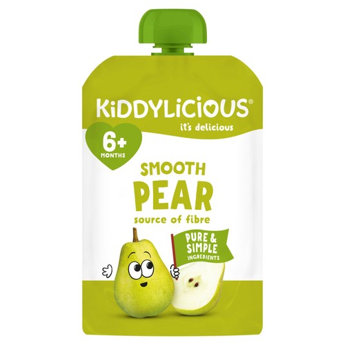 Kiddylicious Smooth Pear Pouch Snack Baby Food 6+ months 100g (Pack of 2)