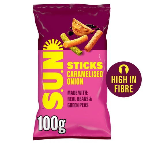SUN Caramelised Onion Sticks Sharing Bag Crisps 100g (Pack of 6)