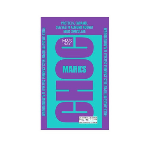 MS Choc Marks Pretzel, Caramel Sea Salt Almond Nougat Milk 180g (Pack 3)