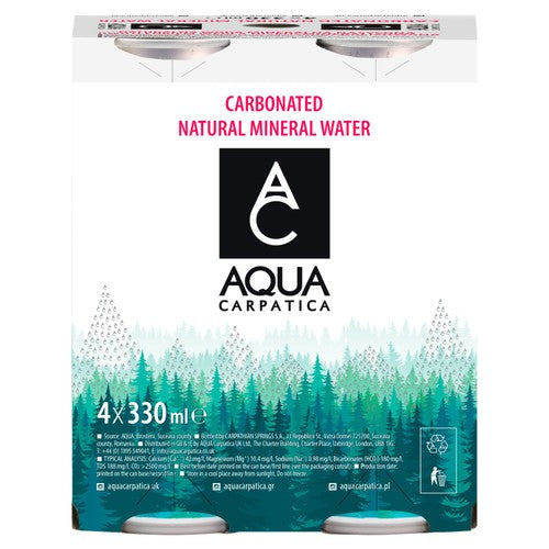 Aqua Carpatica Sparkling Natural Mineral Water 4 x 330ml (Pack of 2)