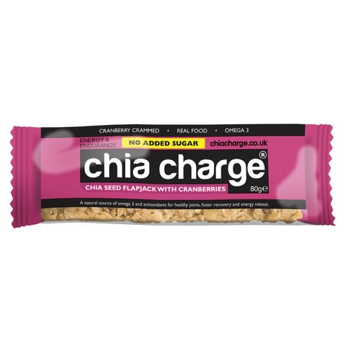 Chia Charge Cranberries Chia Seed Flapjack - no added sugar 80g (Pack of 3)