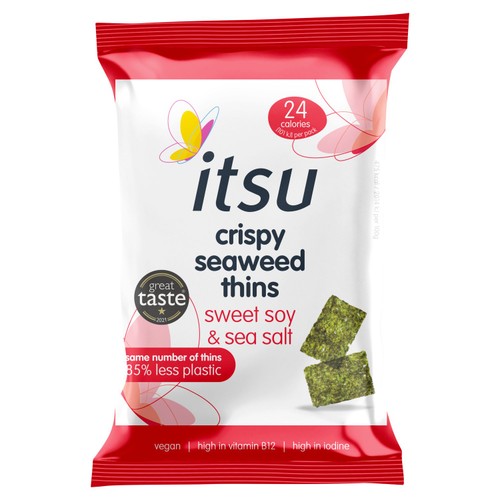 itsu Seaweed Thins Sweet Soy & Sea Salt 5g (Pack of 6)