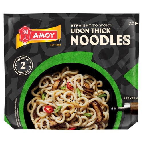 Amoy Straight To Wok Udon Thick Noodles 2 x 150g (Pack of 2)