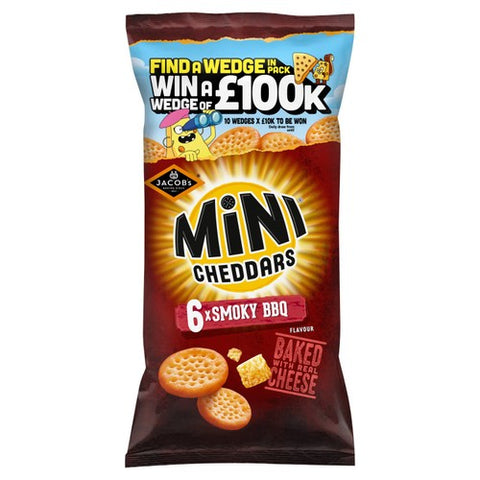 Jacob's Mini Cheddars Smoky BBQ Multipack Baked Snacks 6 x 23g (Pack of 3)