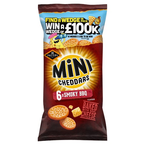 Jacob's Mini Cheddars Smoky BBQ Multipack Baked Snacks 6 x 23g (Pack of 3)