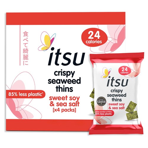 itsu Seaweed Thins Sweet Soy & Sea Salt Multipack 4 x 5g (Pack of 3)