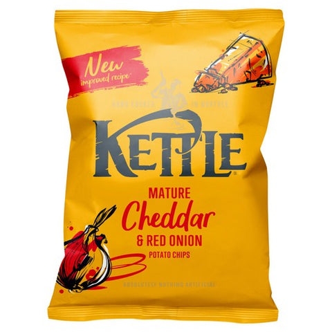 KETTLE Chips Mature Cheddar & Red Onion 130g (Pack of 3)