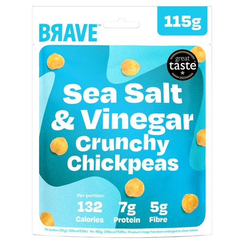 BRAVE Roasted Chickpeas Salt & Vinegar Sharing 115g (Pack of 3)