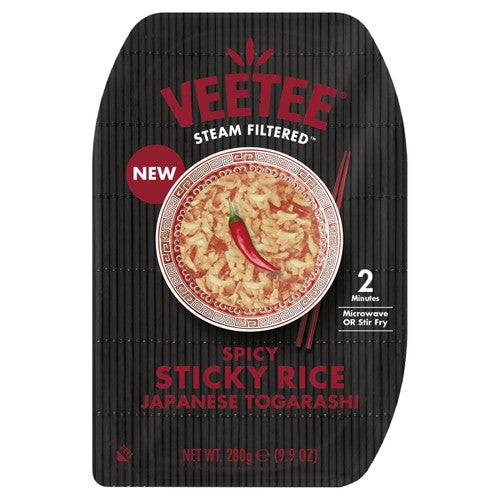 Veetee Japanese Togarashi Spicy Sticky Microwavable Rice 250g (Pack of 3)
