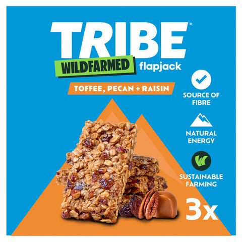 TRIBE Wildfarmed Pecan, Toffee and Raisin Flapjack 3 x 50g (Pack of 3)