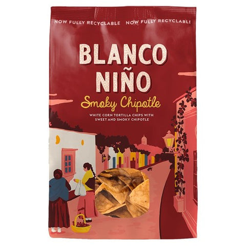 Blanco Nino Smoky Chipotle White Corn Tortilla Chips 170g (Pack of 3)