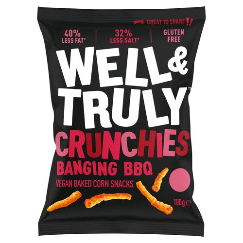 Well&Truly Crunchies Banging BBQ Share Bag 100g (Pack of 6)