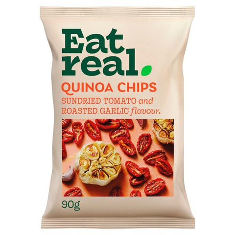 Eat Real Quinoa Chips Sundried Tomato Roasted Garlic Sharing 90g (Pack of 6)