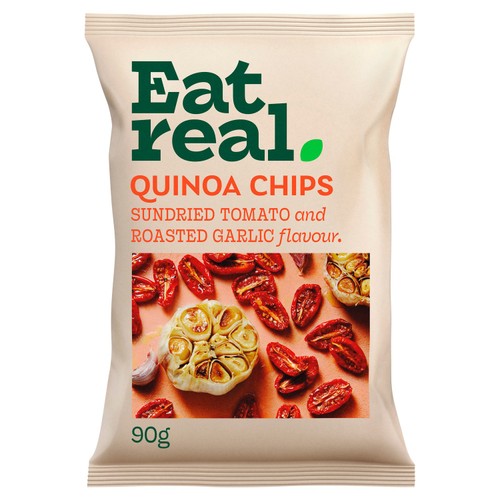 Eat Real Quinoa Chips Sundried Tomato Roasted Garlic Sharing 90g (Pack of 6)