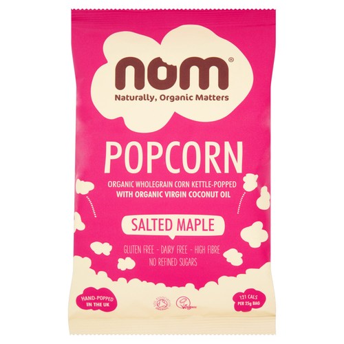 Nom Organic Salted Maple Popcorn 25g (Pack of 6)