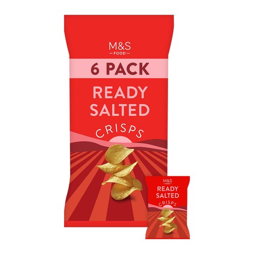 M&S Ready Salted Crisps Multipack 6 x 25g (Pack of 3)
