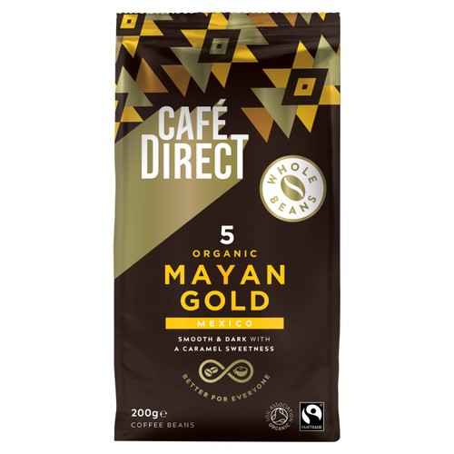 Cafedirect Fairtrade Organic Mayan Gold Mexico Coffee Beans 200g (Pack of 2)