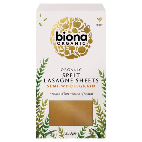 Biona Organic Spelt Semi-Wholegrain Lasagne Pasta Sheets 250g (Pack of 3)