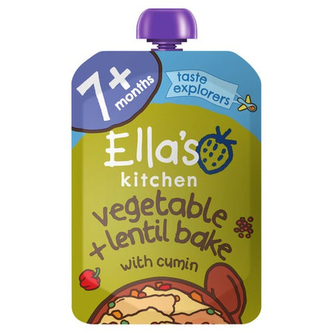 Ella's Kitchen Vegetable Lentil Bake Baby Food Pouch 7+ Months 130g (Pack 2)
