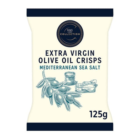 M&S Collection Extra Virgin Olive Oil with Sea Salt Crisps 125g (Pack of 3)