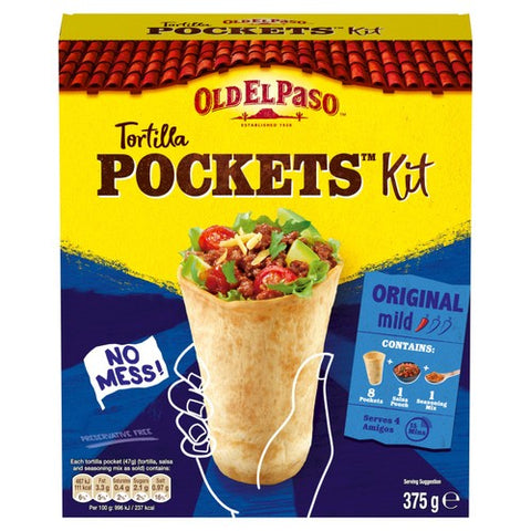 Old El Paso 8 Original Tortilla Pocket Kits 375g (Pack of 2)