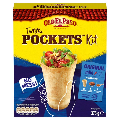 Old El Paso 8 Original Tortilla Pocket Kits 375g (Pack of 2)