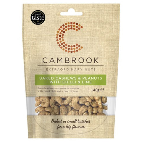 Cambrook Baked Cashews & Peanuts with Chilli & Lime 140g (Pack of 3)