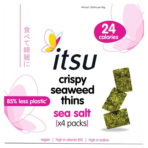 itsu Crispy Seaweed Thins Sea Salt Multipack 4 x 5g (Pack of 3)