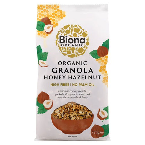 Biona Organic Honey & Hazel Crunchy Granola 375g (Pack of 3)