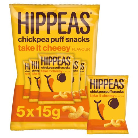 Hippeas Chickpea Puffs - Take it Cheesy Multipack 5 x 15g (Pack of 6)