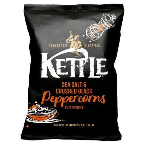 KETTLE Chips Sea Salt & Crushed Black Peppercorns 130g (Pack of 3)