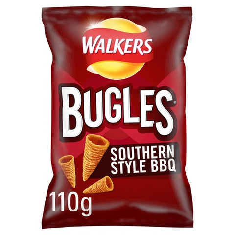 Walkers Bugles Southern Style BBQ Sharing Snacks Crisps 110g (Pack of 3)
